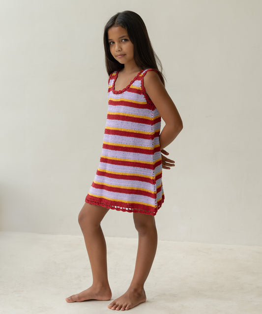 Illoura the Label - Crochet Mini Dress - Sunset Stripe