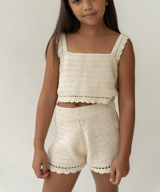 Illoura the Label - Crochet Top - Ecru