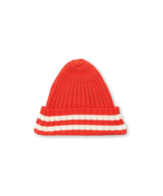 Grown - Organic Striped Pixie Beanie - Tomato