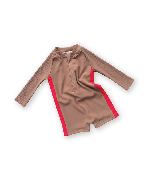 Grown - Zip Long Sleeve One Piece - Toffee