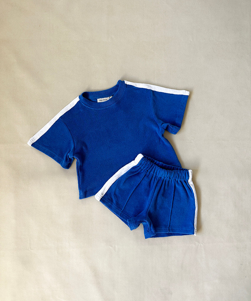 Tiny Trove - Atlas Cotton Terry Towelling Set - Royal Blue