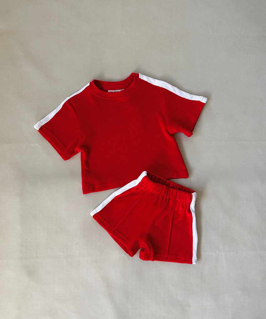 Tiny Trove - Atlas Cotton Terry Towelling Set - Apple Red