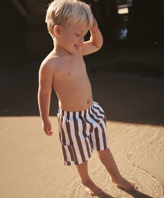 Little the Label - The Tei Shorts - Brown + White Stripe