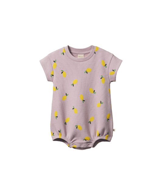 Nature Baby - Juno Romper Waffle - Lilac Lemon Print