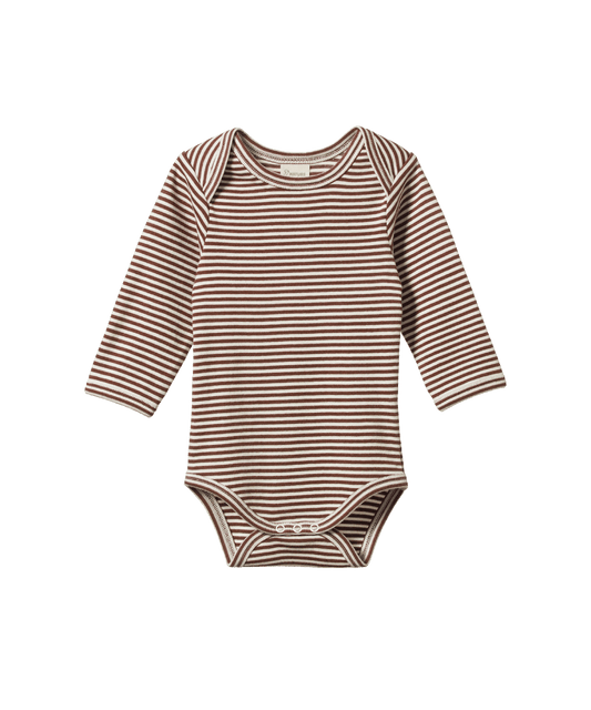 Nature Baby - Cotton Long Sleeve Bodysuit - Pinecone Stripe