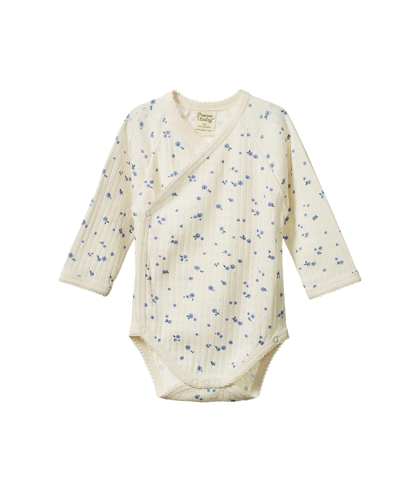 Nature Baby - Pointelle Kimono Bodysuit - Daisy Print