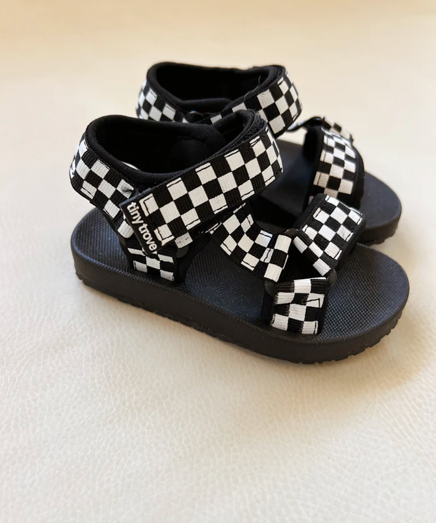 Tiny Trove - Olympia Velcro Sandals - Checkerboard