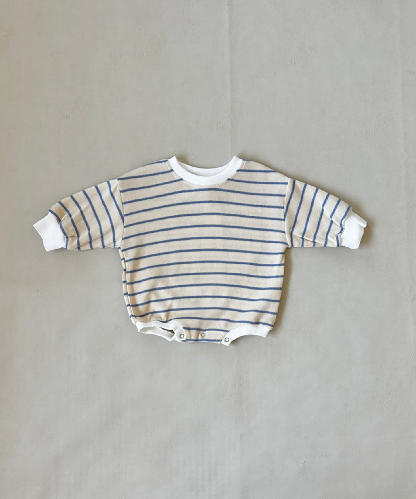 Tiny Trove - Mabel Stripe Cotton Bodysuit - Cream/Blue Stripe