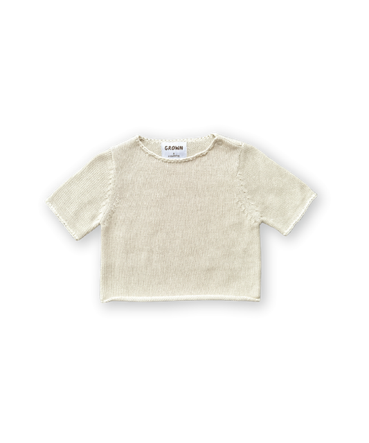 Grown - Blanket Stitch Knitted Tee - Dune