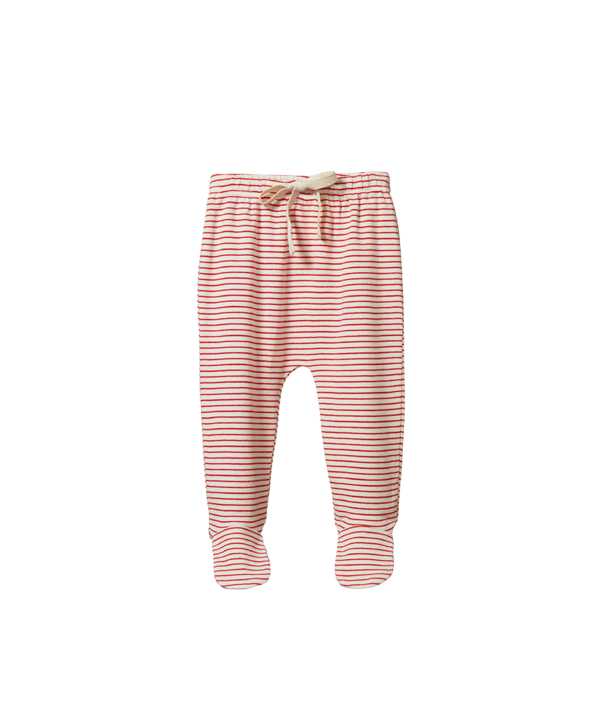 Nature Baby - Cotton Footed Romper - Red Pinstripe