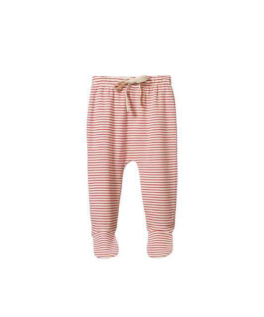 Nature Baby - Cotton Footed Romper - Red Pinstripe