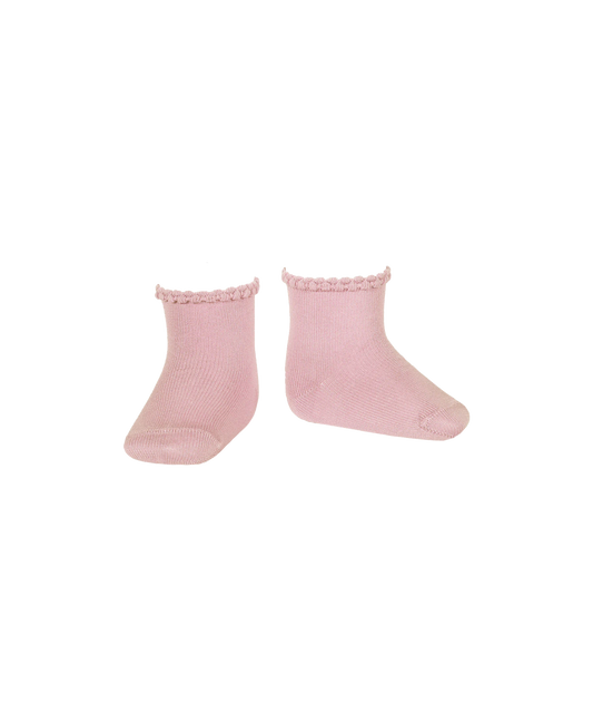 Condor - Short Sock w Patterned Cuff - Rosa Palo