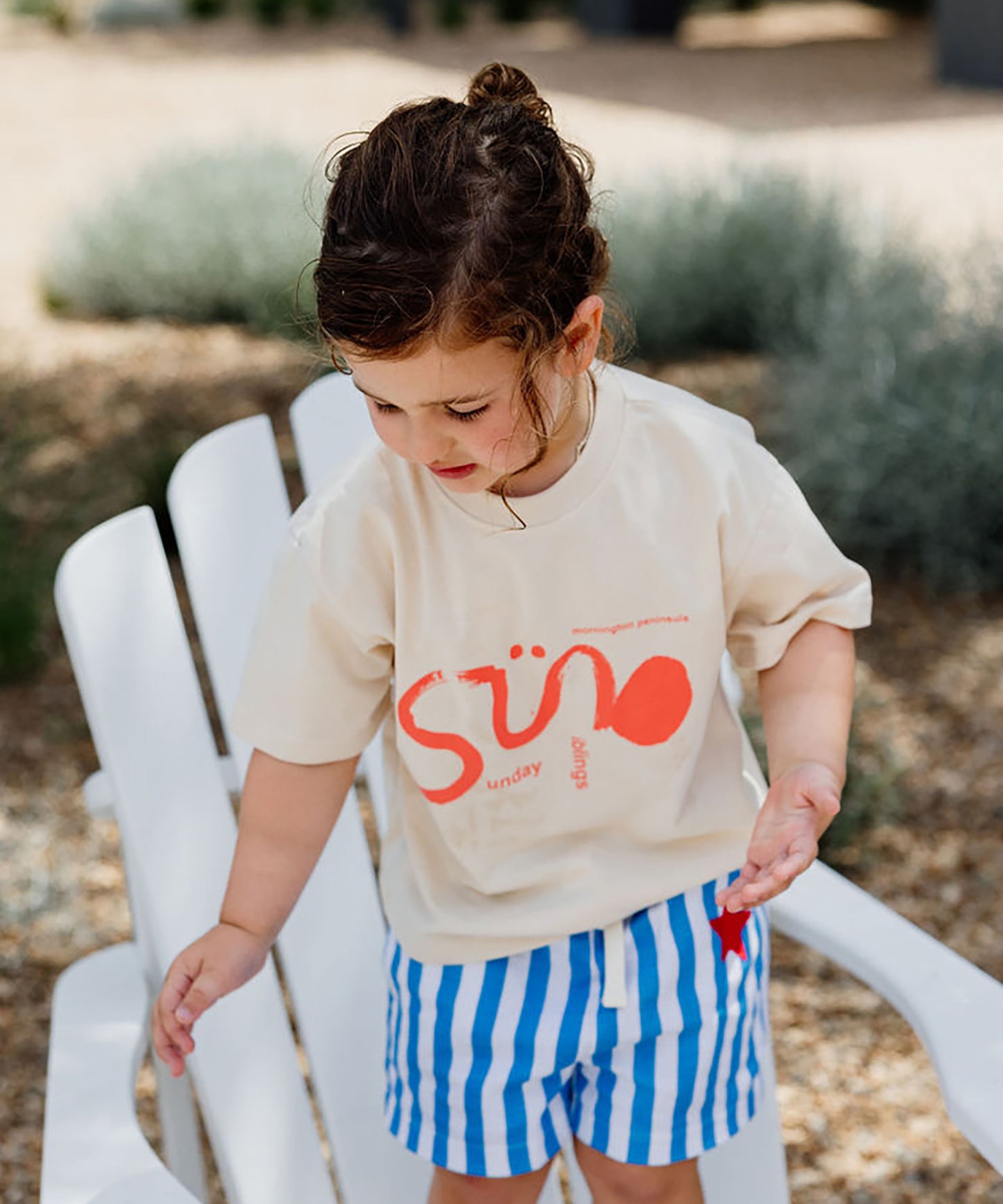 Sunday Siblings - Il Sole Tee - Bone/Red