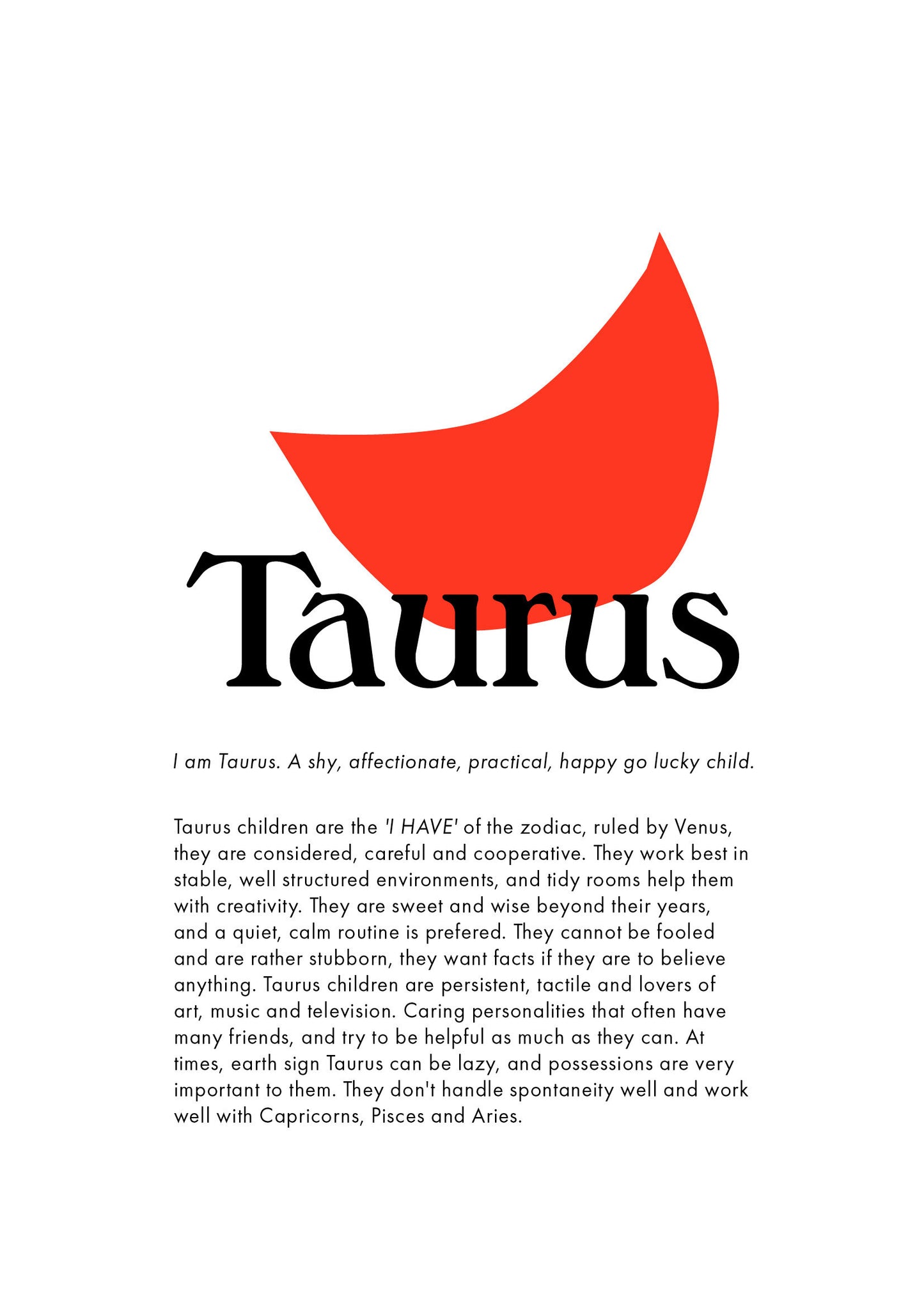 La Terre Press - Children's Zodiac Print - Taurus