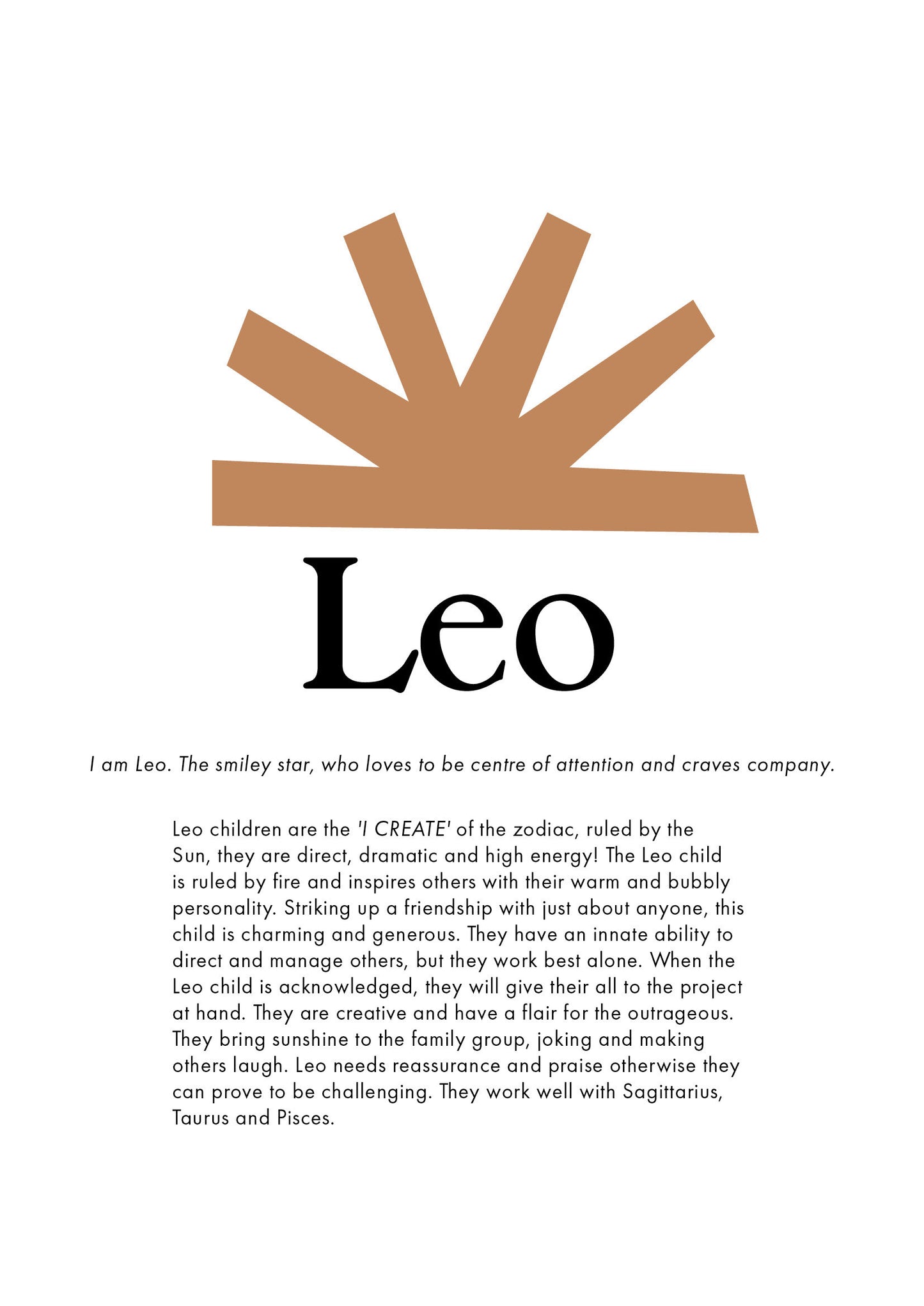 La Terre Press - Children's Zodiac Print - Leo